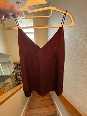 Express Maroon  Satin V-Neck Camisole